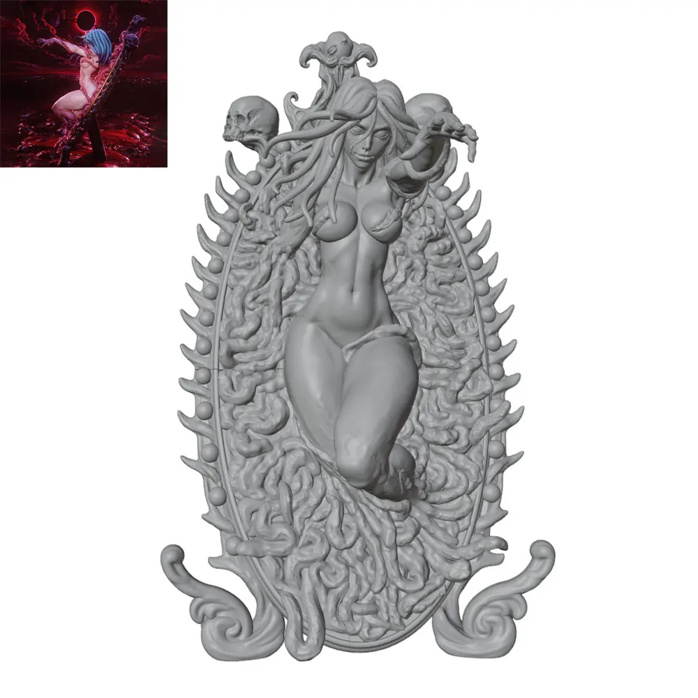 1/24/12/6 Desk ornament,Dark Relief Girl, Gothic Eerie Style Resin Model Kit, GK Mini 3D Printed Gray Model Statue, Uncolored