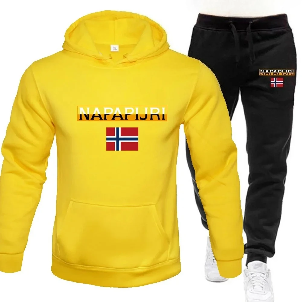 الخريف والشتاء الرجال الرياضة مجموعة الدافئة تشغيل السراويل 2 قطعة مجموعة هوديي رياضي + تشغيل السراويل مجموعة ملابس مطبوعة غير رسمية