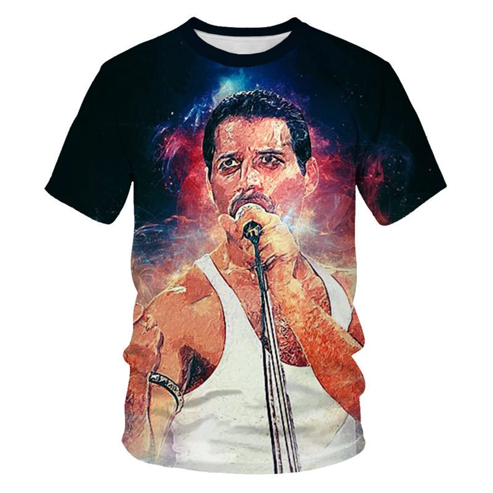 Królowa 3D drukuj T koszula mężczyzna panie zespół rockowy Streetwear piosenkarka Freddie Mercury T koszula moda koszulka z okrągłym dekoltem Top