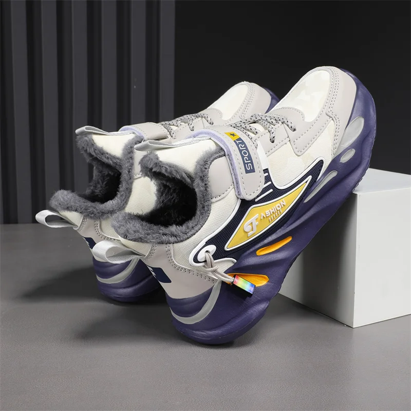 

New Winter Children Sneaker Shoes Fashion Platform Kids Boys running shoe CottonWarm Plush Casual Sports Tennis Shoes Size 26-40
