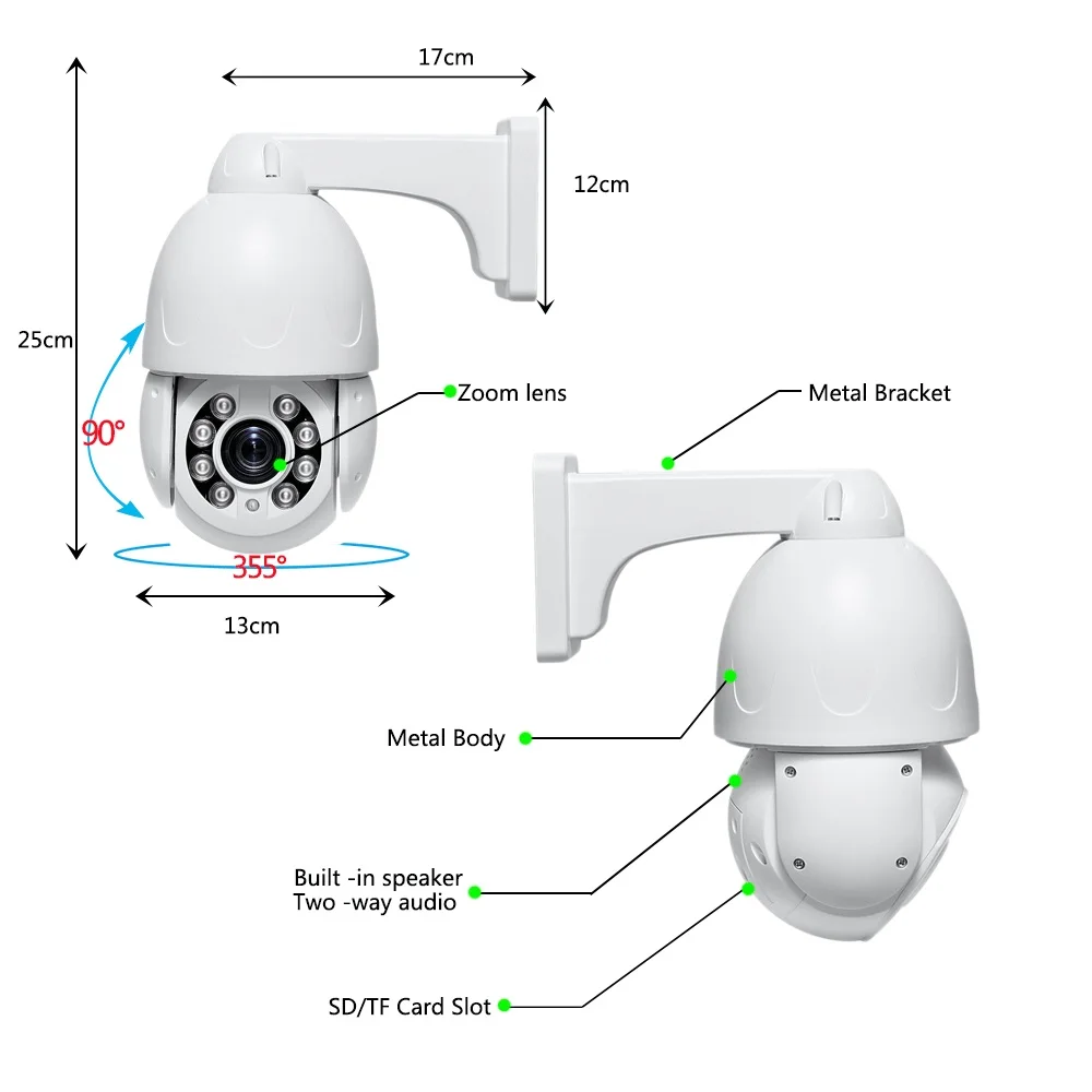 4K 8MP 3G 4G SIM Card Wireless Security Wifi PTZ Dome 30X Auto Zoom 5MP POE Two Way Audio Human Tracking Color Night Version