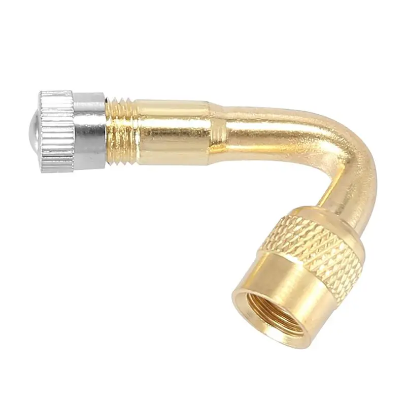 A22E-4 Pcs 45-Degree Tire Valve Stem Extension Adapters Brass Valve Extenders For Tires Of Cars RV Motorcycles (Gold)