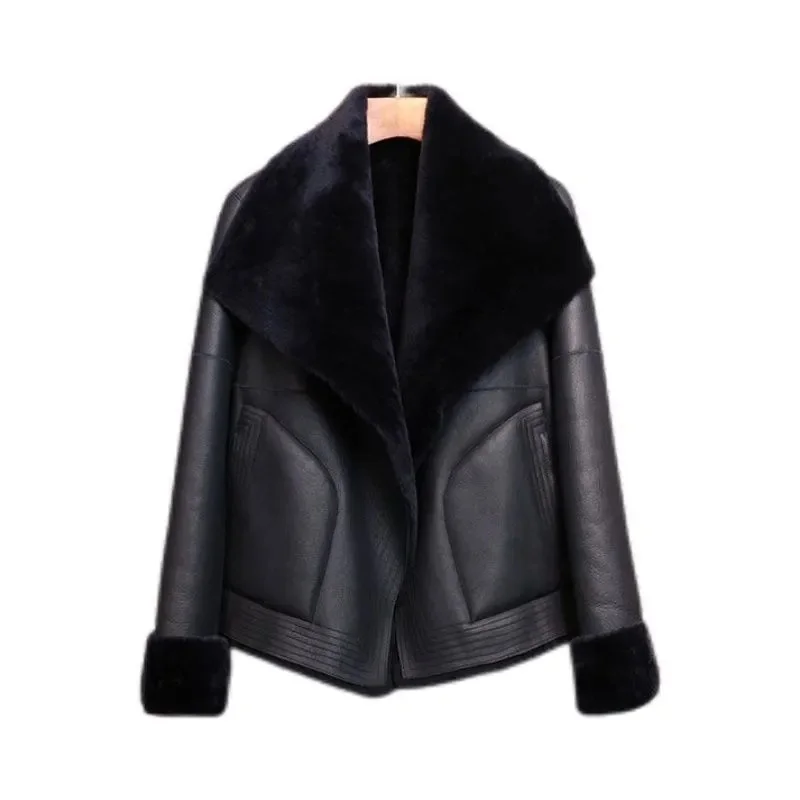 2026 FASHION Winter Jackets Sheepskin Shearling Jackets Women Double Face Leather Coats Wool Natural Leather