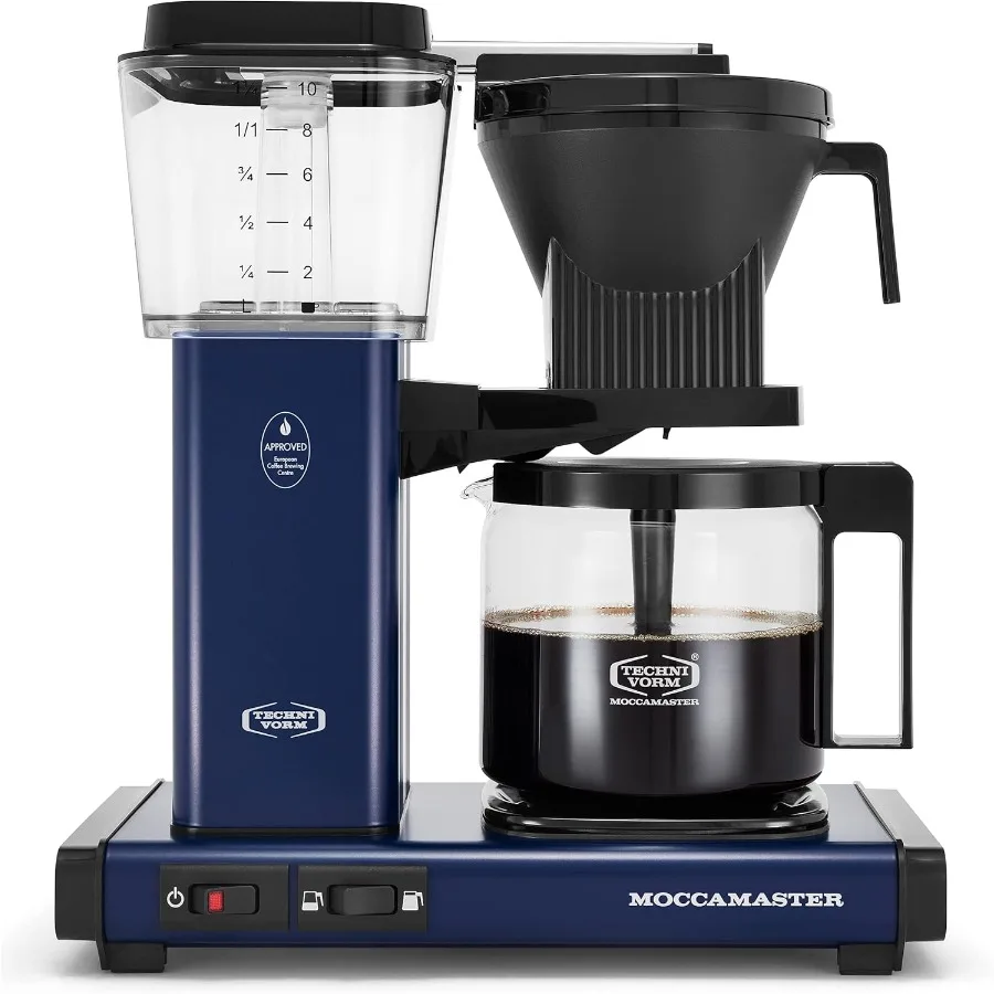 Cafetera Moccamaster 53928 KBGV Select en azul medianoche con capacidad de 40 onzas para elaboración de 10 tazas de café de alto rendimiento de 1,25 l