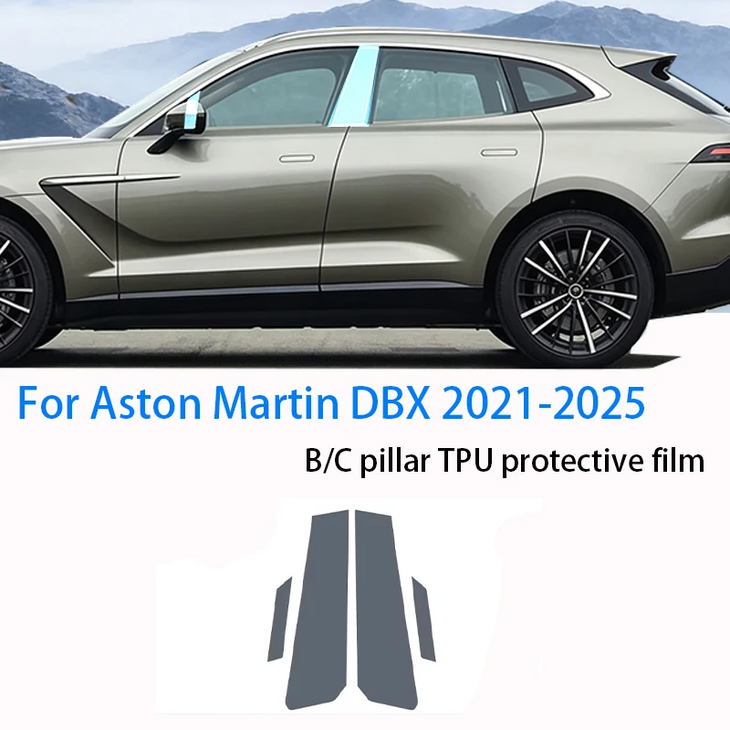 For Aston Martin DBX 2021-2025 TPU B C Pillar Protective Film, anti Scratch and anti Fingerprint Vinyl PPF Sticker For Door Deco
