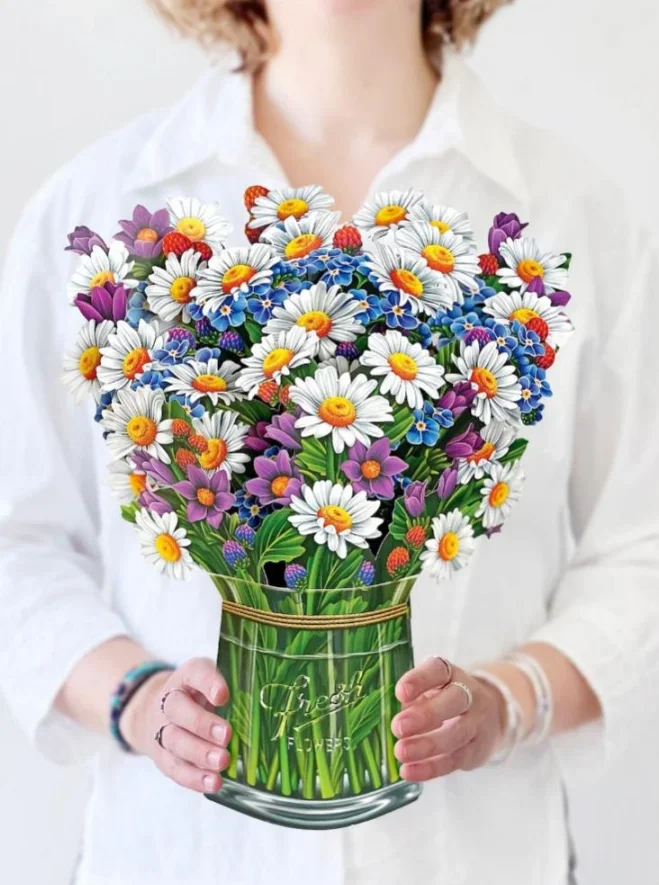 3D Pop Up Flower Greeting Card Paper Up Flower Bouque Postcard Gifts for Birthday Valentine's Mothers Day image 6