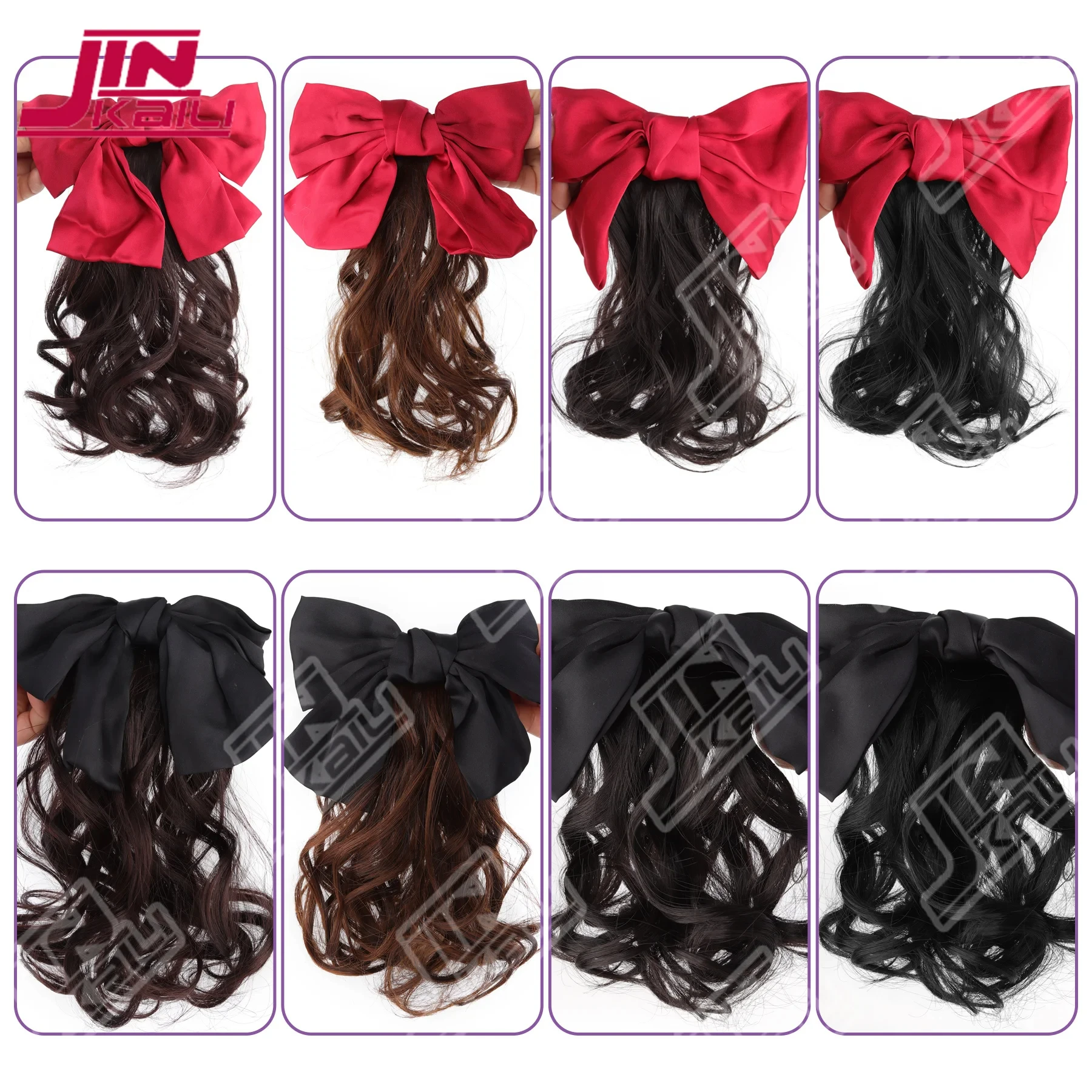 JKL Elegant Big Bow Hair Clip Headdress Ribbon Bowknot Spring Ponytail Clips wig hair Fashion Hair Accessories wig