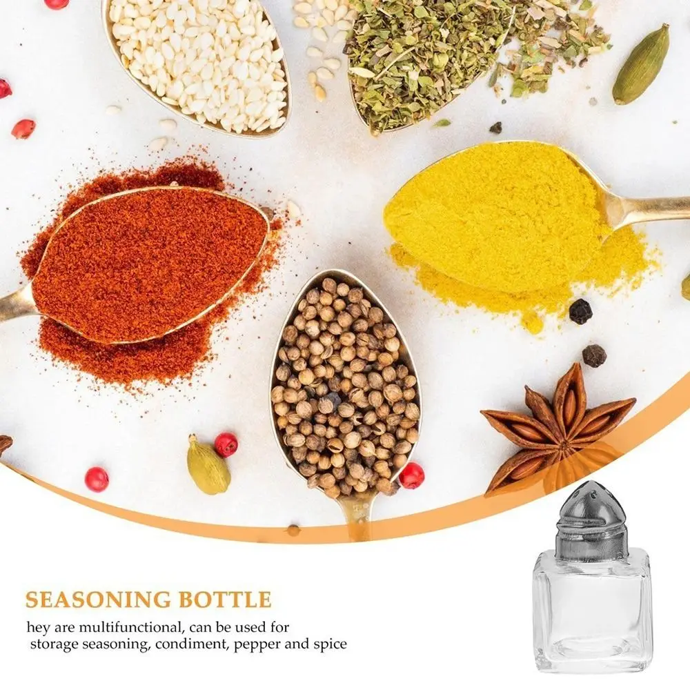 10/15ML New Mini Seasoning Bottle with Lid Storage Container Salt Jar Kitchen Cooking Tool Transparent Glass Spice Jars Outdoor