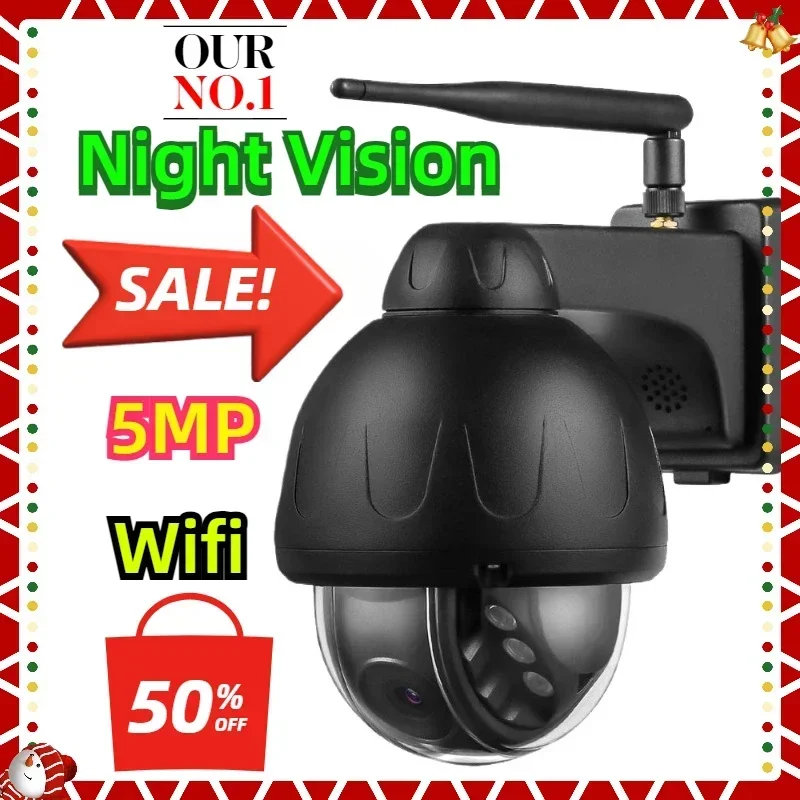 

5MP PTZ IP Camera Wifi Audio Outdoor H.265 Onvif CCTV Night Vision Speed Dome Security Cam