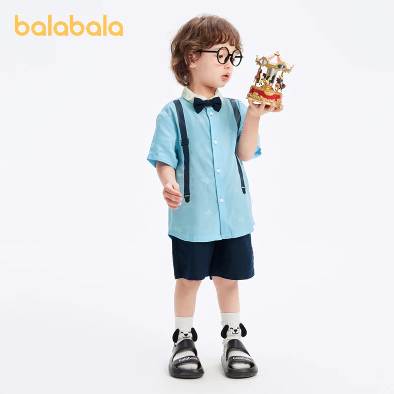 

Balabala Children Two-Piece Set Boys Short-Sleeve Set 2024 Summer New Fashionable and Elegant with a Sense of Gentlemen