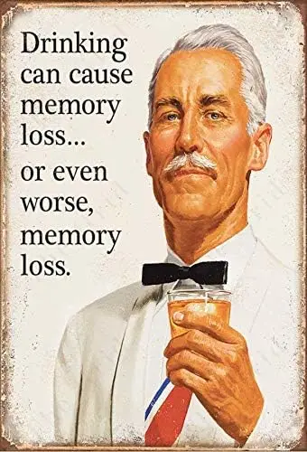 The Grid Vintage Beer Tin Signs Drinking Can Cause Memory Loss Metal Beer Signs Bar Signs Vintage Beer Wall decor Alcohol Signs