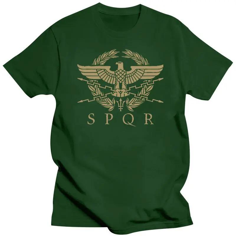 New Spqr Roman Gladiator Imperial Golden Eagle Army Printed T-Shirt Fn9183 Slim Fit Tee Shirt