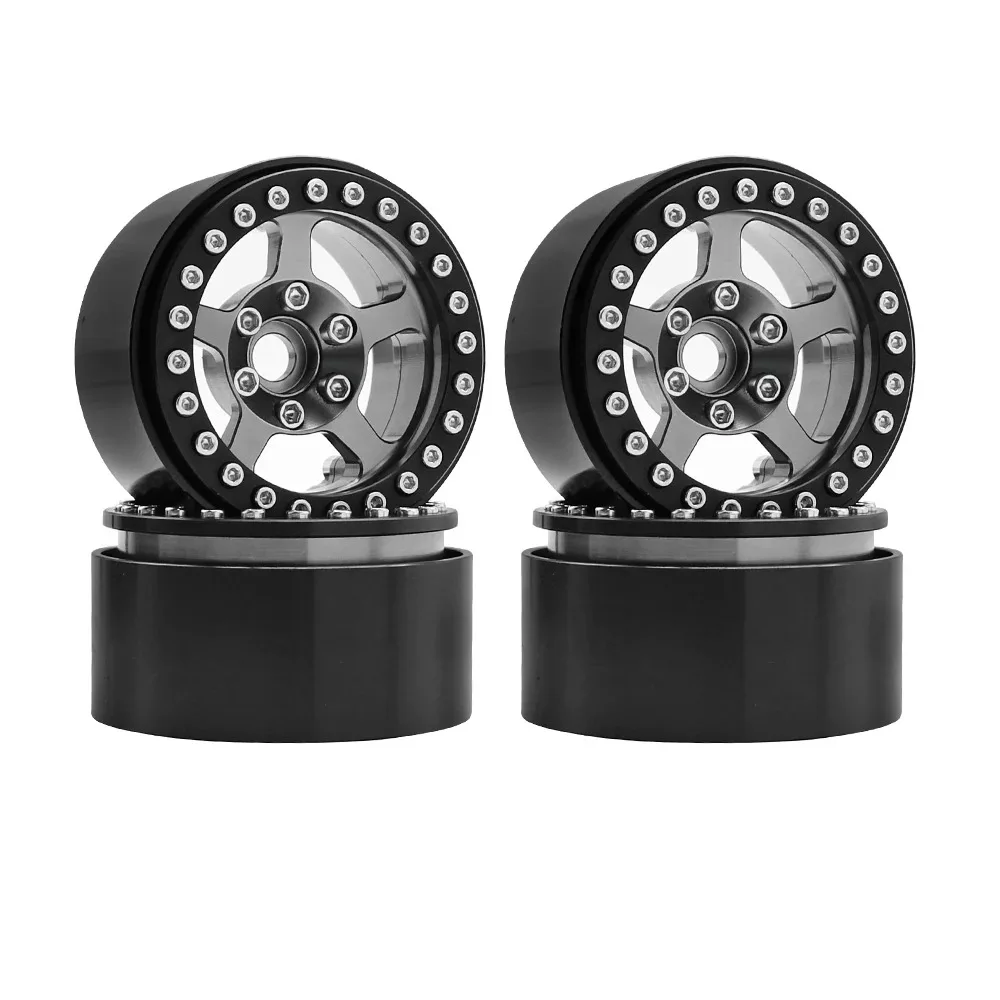 

4pcs 1.9 Inch Aluminum Alloy Beadlock 5 Spokes Colorful Wheels for 1/10 RC Crawler TRX4 YK4102 Axial SCX10 II RGT EX86190