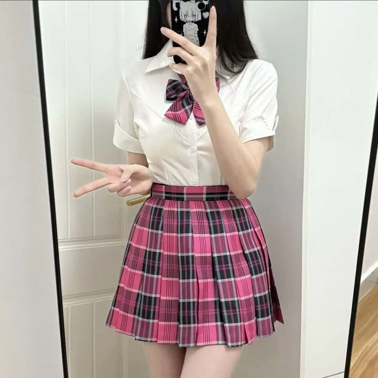 Summer Plaid Pleated Skirt With Korean Jk Skirt Uniform Japanese School Preppy A Line Mini Skirts