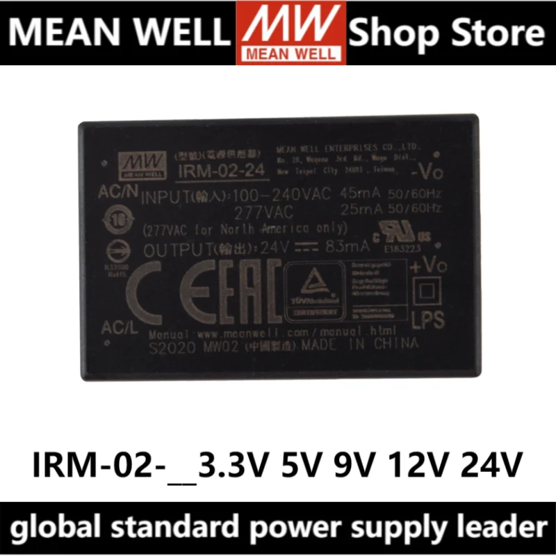 MEAN WELL IRM-02 IRM-02-3.3 IRM-02-5 IRM-02-9 IRM-02-12 IRM-02-15 IRM-02-24 MEANWELL IRM 02 Портативный измерительный прибор 2 Вт