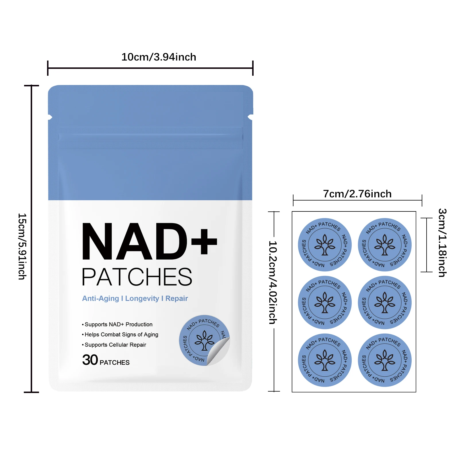 NAD Plus Skin Patches 2 Pack 4 Pack 6 Pack Cellular Repair Anti Aging Body Care Stickers