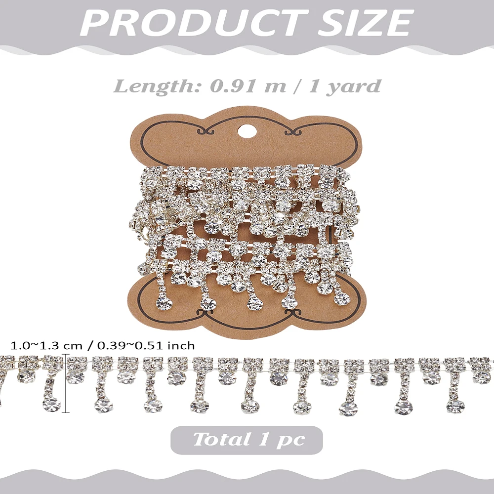 1 Yard 10-13mm Rhinestone Fringe Trim Glass Rhinestone Cup Chains Tassel Chains for Wreath Making Flower Bouquet DIY Crafts