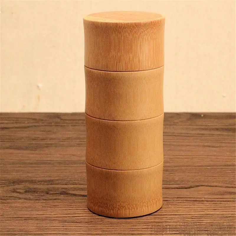 Natural Bamboo Sealed Handmade Tea Canister Storage Boxes Ecofriendly Portable Jar For Tea Coffee Container Small Jar Organizer