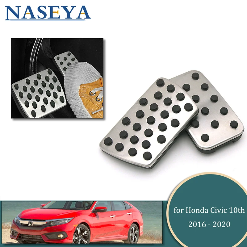 

2Pcs/set For Honda Civic 10th 2016-2020 No Drilling Car Fuel Brake Footrest Pedal Cover Accelerator Brake Foot Rest Pedals