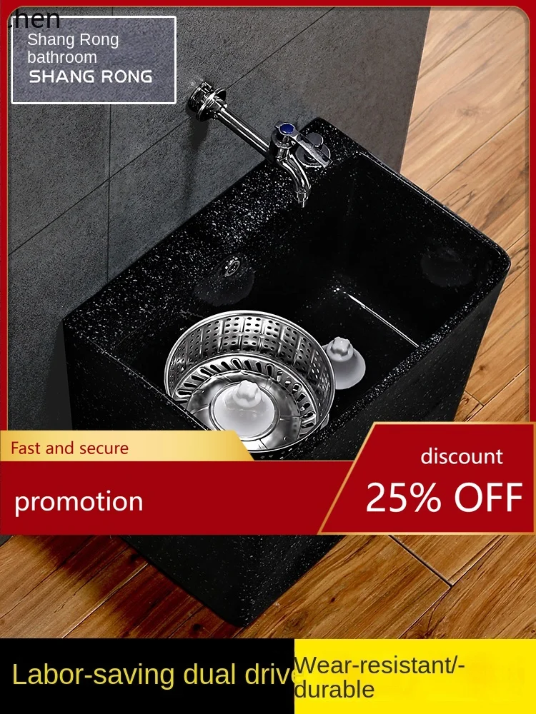 

YFY Black Double Drive Wash Mop Pool Balcony Ceramic Mop Geobasin Floor Type