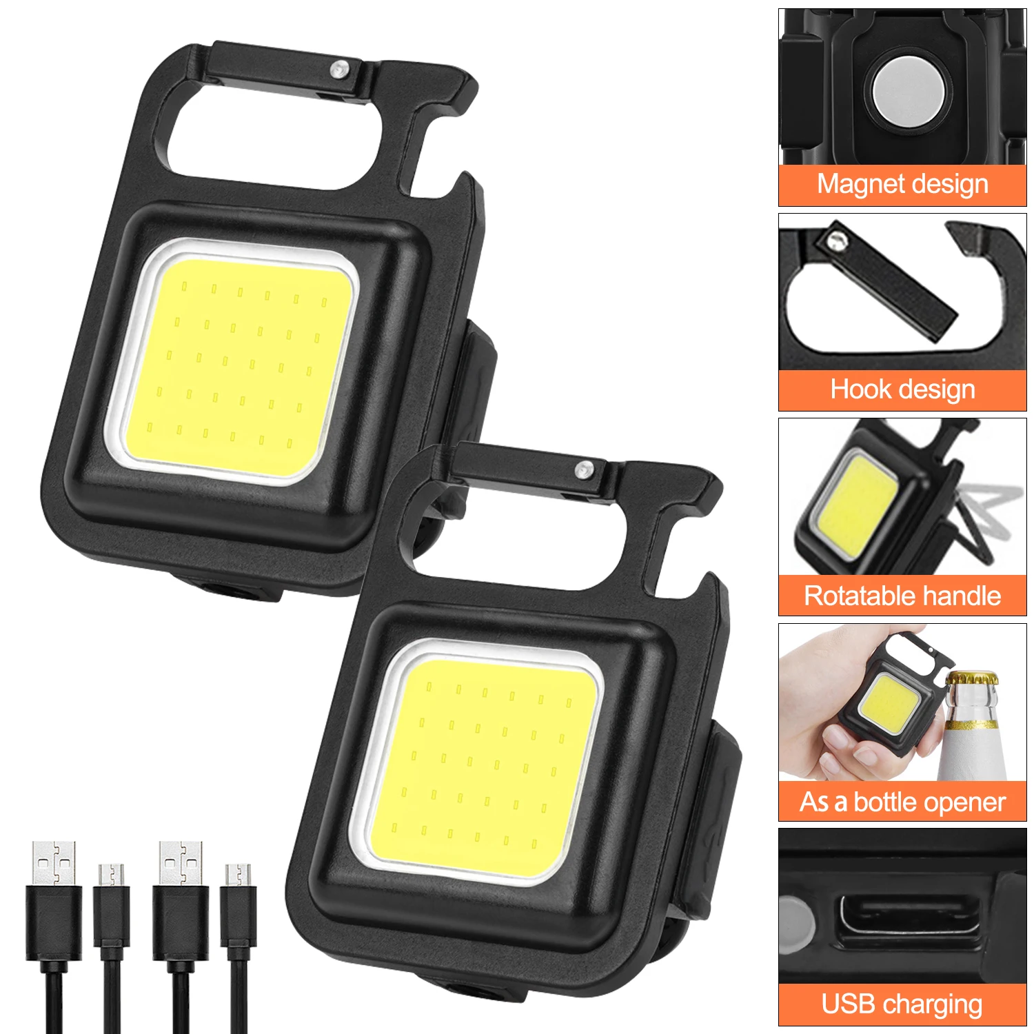 1-10pcs Mini LED Keychain Flashlight Portable Pocket Lantern USB Rechargeable Flashlights CAMP RECHARG LANTERN edc lantern