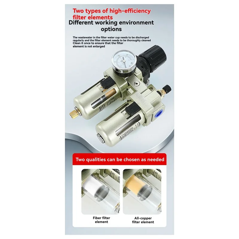 

Регулятор давления HRBAJ Фильтр для воды AC3010-03 Манометр из алюминиевого сплава сжатого воздуха