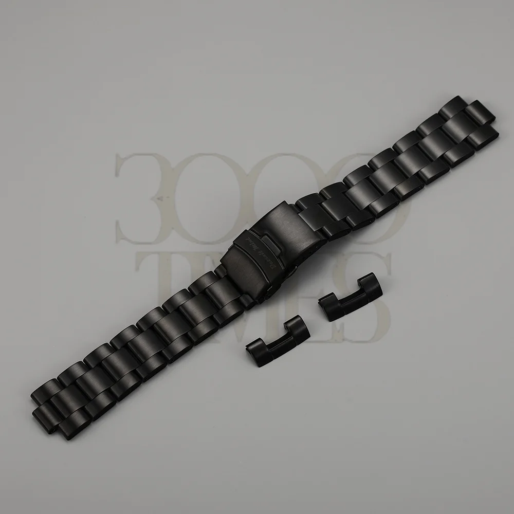 18MM 20MM 22MM 24MM Stainless Steel PVD Black Solid Curved End Link Watch Strap Bracelet Fit For SKX 6105 Watch