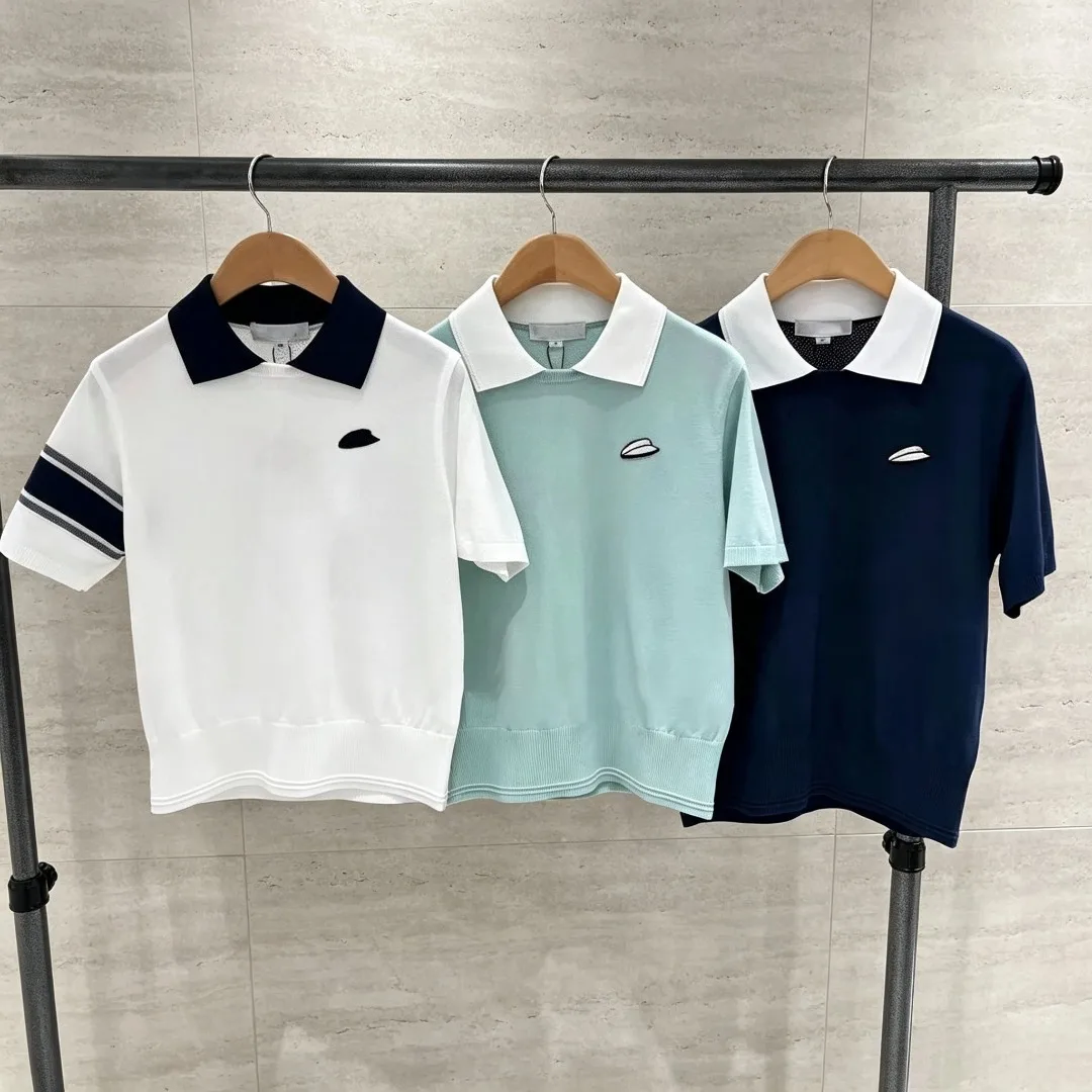 Women's Golf Short Sleeve Knit Polo Shirt 26 Fall New Korean Style Colorblock Sporty Breathable Stretch QuickDry Soft Versatile