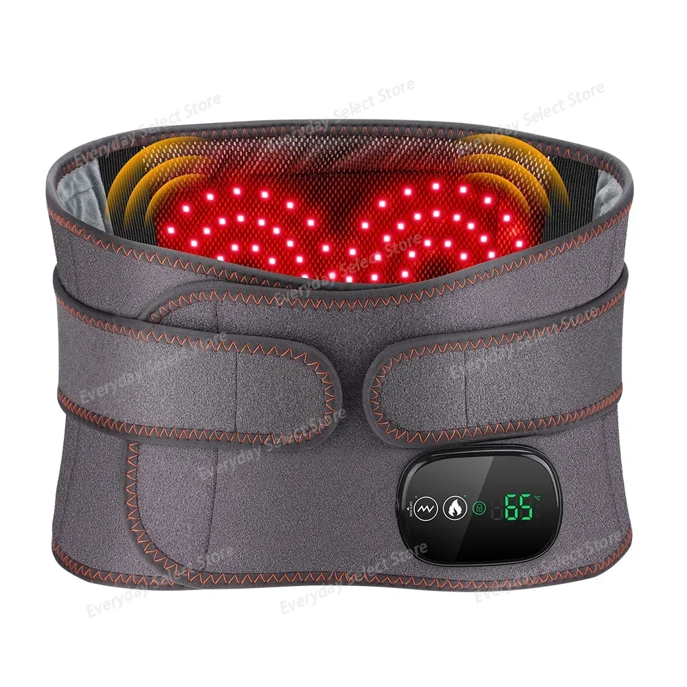 Electric Waist Massager Belt with Controller 5000mAh Vibration Red Light Warm Compress Heating Lumbar Support Belt for Women Men