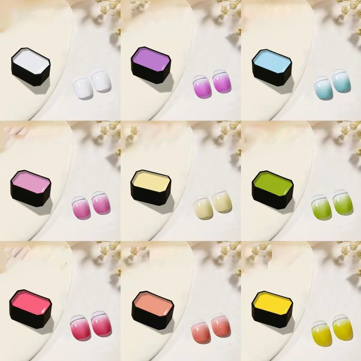 1pc 9 colori colla solida per unghie manicure smalto semipermanente gelatina macaron gel crema Soak Off UV e LED smalto per unghie tavolozza arte fai da te