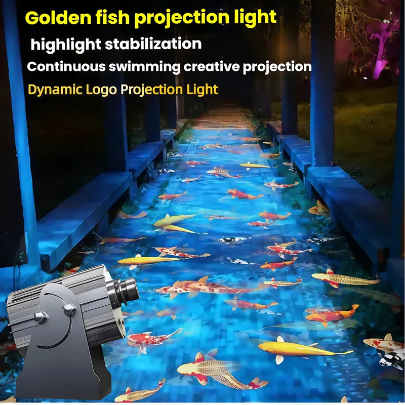 High Power LED Dynamic Koi Fish Lotus Pattern Text Logo Advertising Projection Light Outdoor Cultural Tourism Lighting 300W IP65