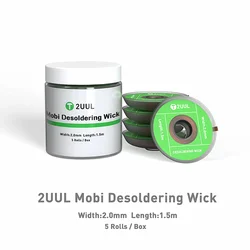 2UUL DW01 5Rolls/Box Mobi Desoldering Wick for Mobile Phone Motherboard Repair 2.0mm 1.5m PCB Welding Tin Ribbon