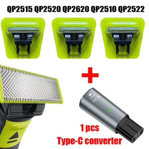 Cuchilla + peine de regalo para una hoja y Oneblade QP2520 QP2522 QP2620 QP6510 QP2515 cuchilla de repuesto para recortadora de barba eléctrica híbrida