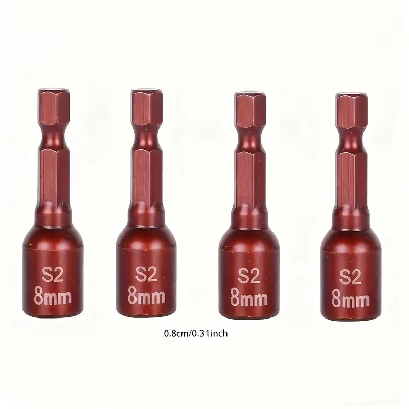 4pcs High-Strength Magnetic Screwdriver Bits 8mm Hex Shank Dovetail Screw Sockets High-Strength Hex Socket Bits