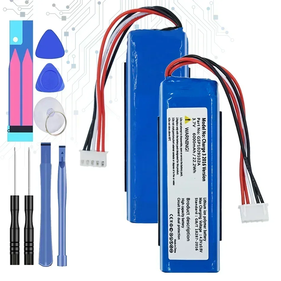 

GSP1029102A (версия 2015 г.) Сменный аккумулятор емкостью 6000 мАч для JBL Charge 3 Charge3 2016 2015 версия динамика Bateria + инструменты