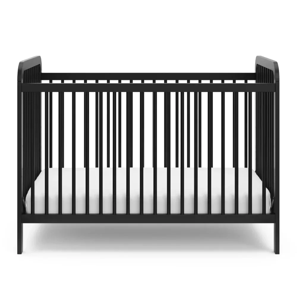 

3-in-1 Convertible Baby Crib, Black 29.53 x 53.74 x 39.17 Inches crib, 4 DIFFERENT MATTRESS HEIGHT OPTIONS