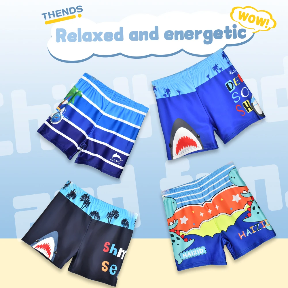 Cartoon Children Trunks Swimwear Pattern Boys Swim Trunks For Boys Elastic Waist Beach Shorts L-3XL Boys Swim Trunks Shorts