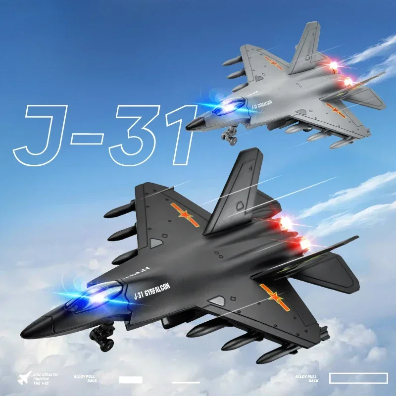 

J-31 Stealth Fighter Alloy Fighter Model Jet Plane Scale Model with Stand Collection Decoration Childrens Toy Gifts