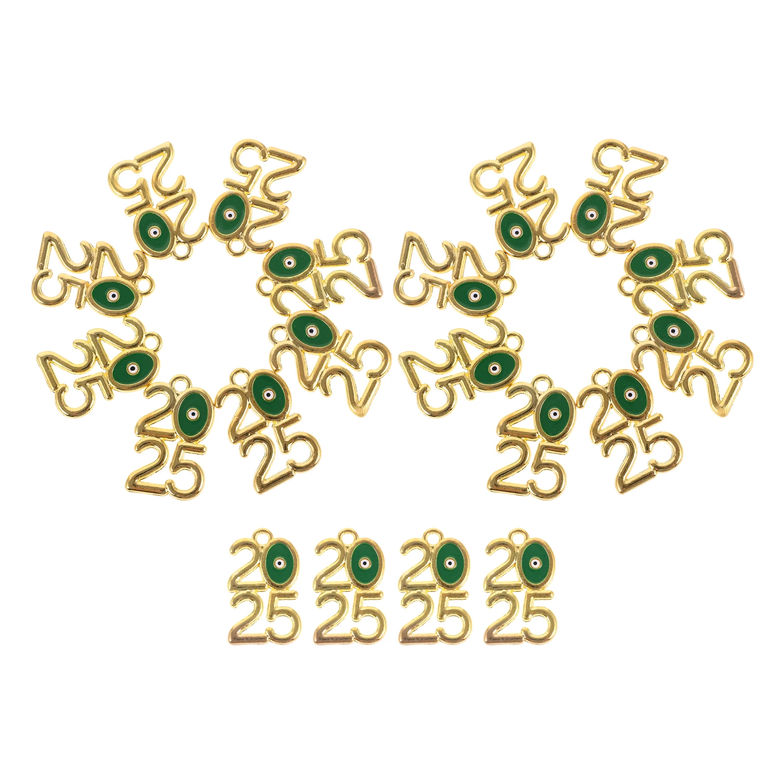 

20pcs Golden 2025 Number Pendant Zinc Alloy Charms for DIY Necklace Bracelet Jewelry Making Crafts Accessories