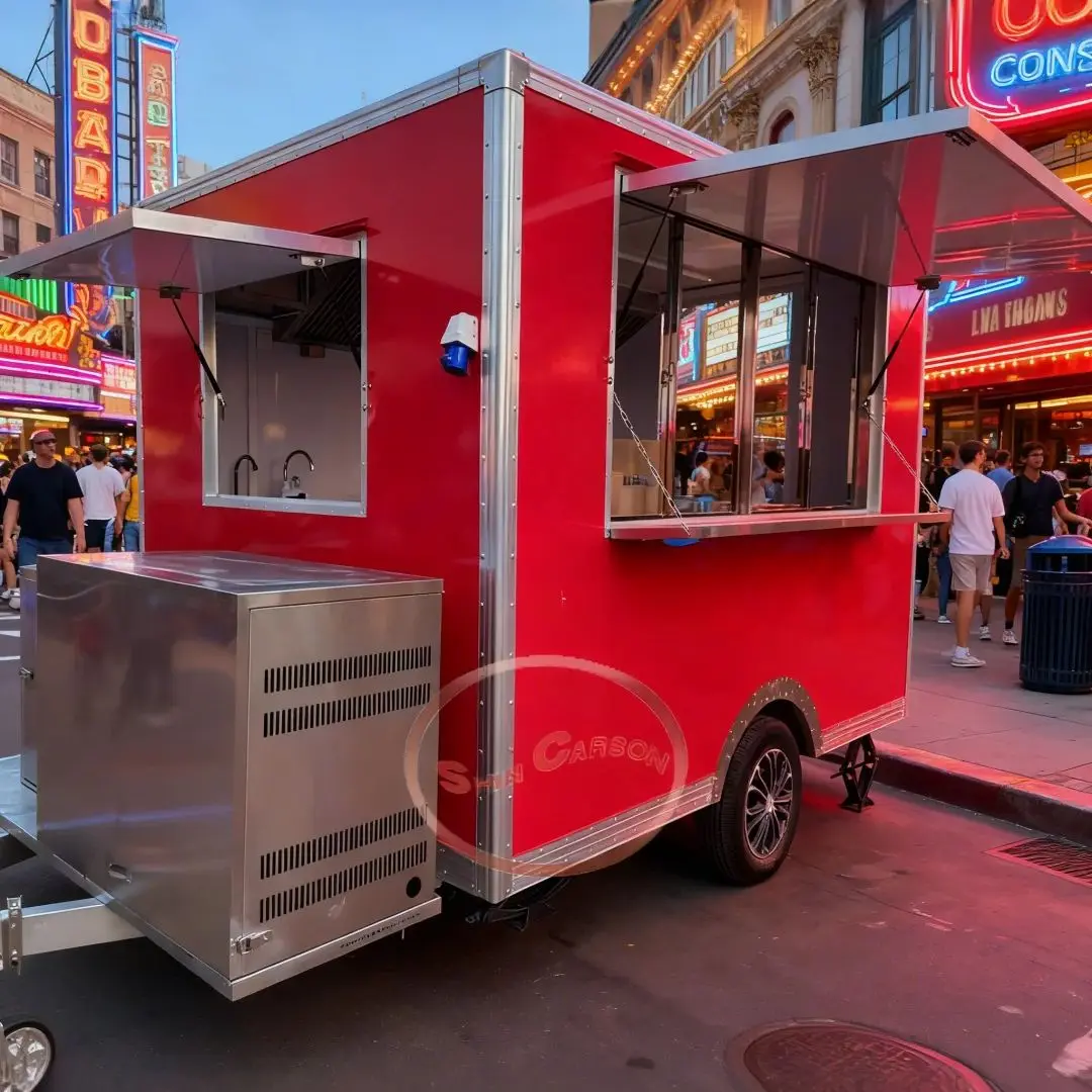 

Custom Small Mobile Food Trailer Stainless Steel Fiberglass Fast Food Truck for Ice Cream Hotdogs Snack Concession