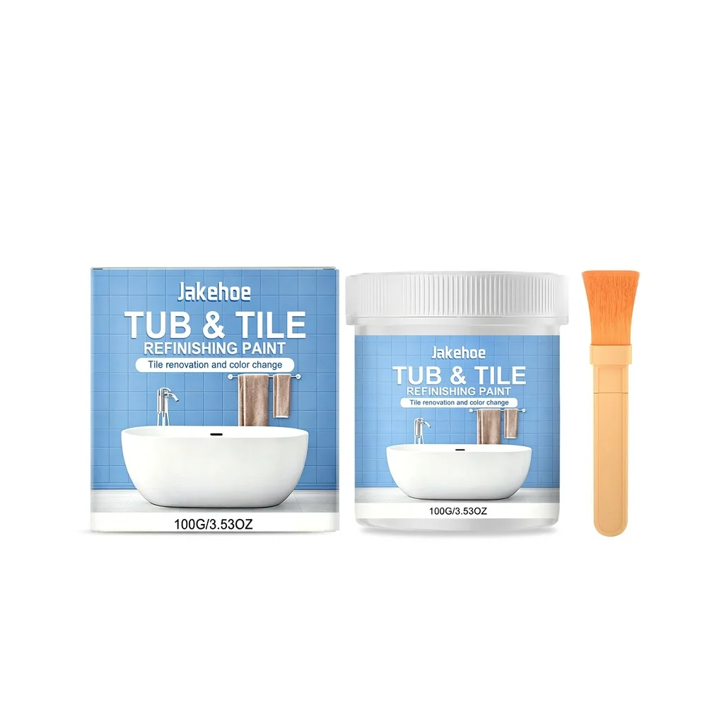 Tile Refinishing Paint Waterproof White Ceramic Coating for Kitchen Bathroom Wall Stain Cover Alkyd Resin Repair Kit Brush