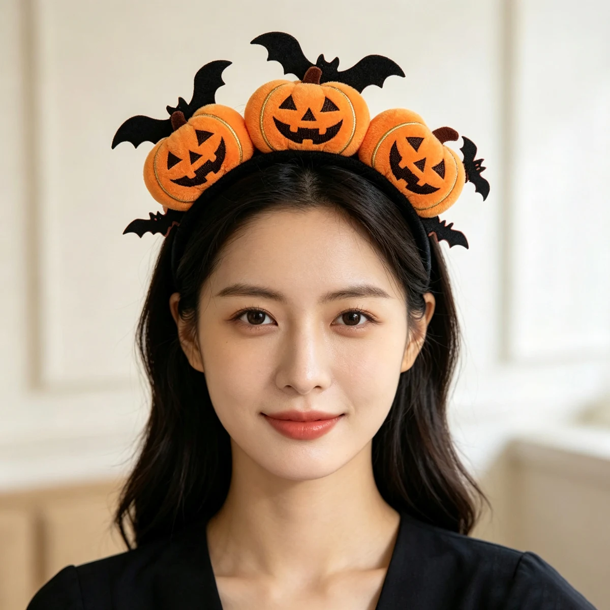 Plüschiger Halloween-Haarreif mit Kürbis-Fledermaus-Motiv für Damen und Mädchen, niedlicher Kürbis-Haarreif, Halloween-Party, Cosplay-Kostüm, Haaraccessoire. – Detail 6