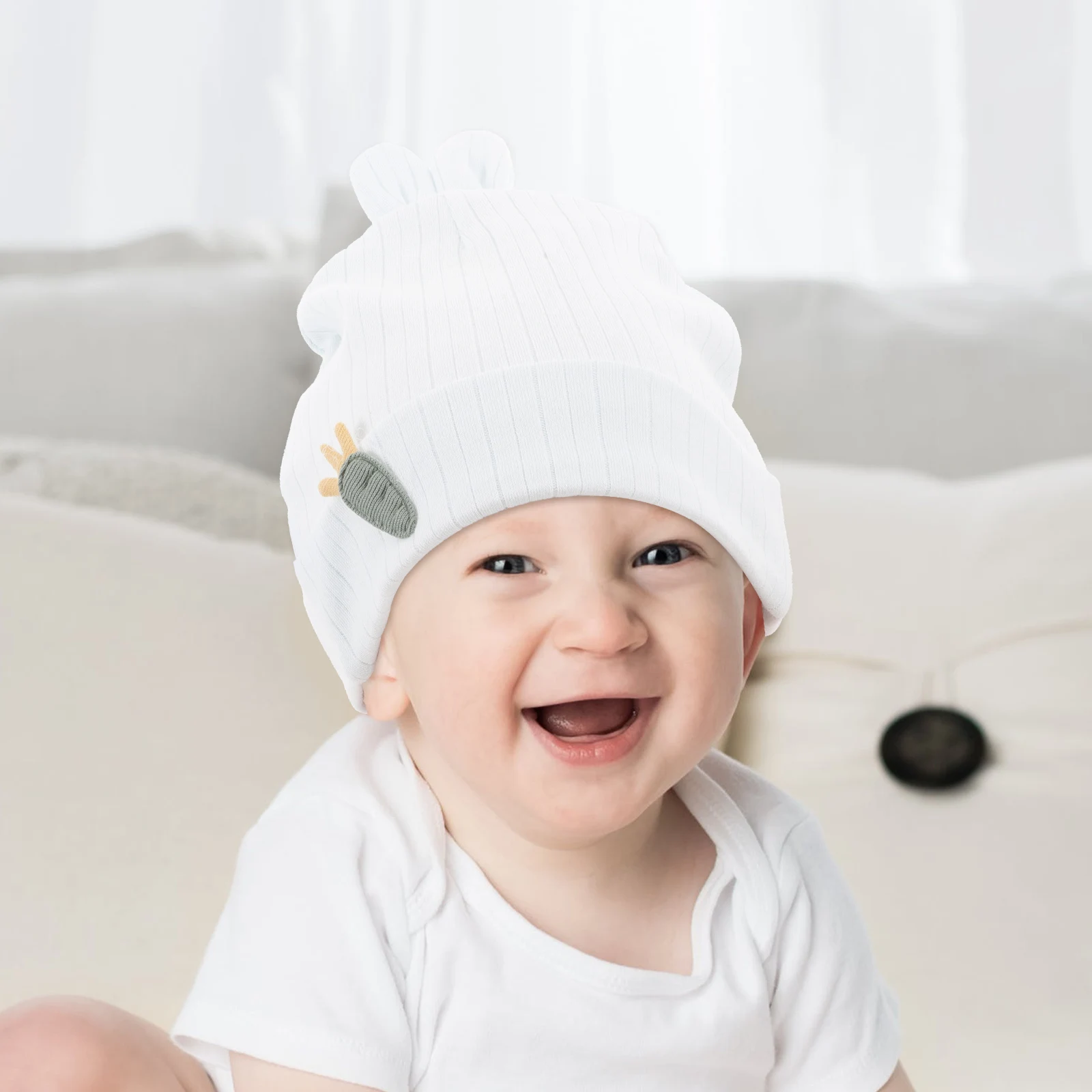 

Baby Fetal Cap Infant Bunny Ears Newborn Hats Cotton Rabbit Ear Nursery Beanies Girl Hospital Caps Double Layer Warmth Soft