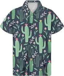 Hawaiian Casual Short Sleeve Shirt men's Comfortable Summer Resort Flower Top Cactus Dopamine Fun Pattern New
