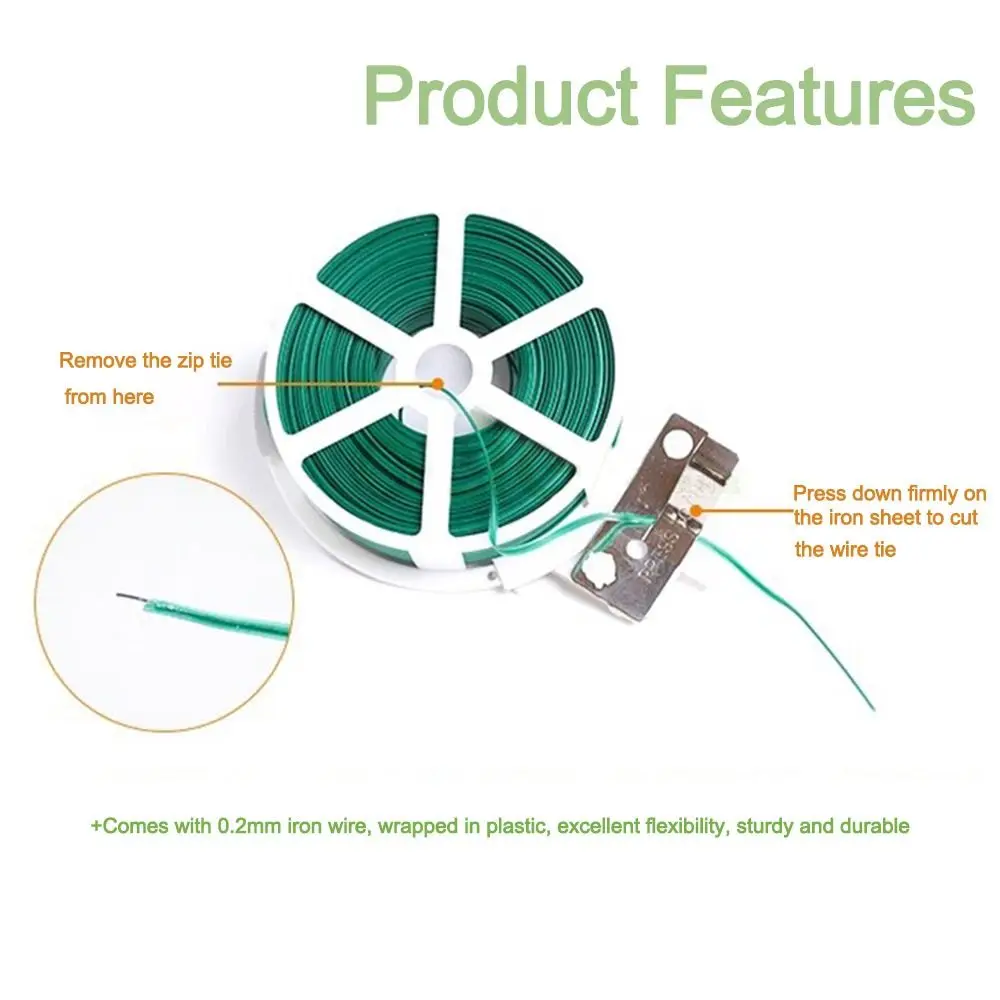 20/50/100m Garden Cable Ties Plant Twist Ties Plant Climbing Lines Plant Bundle Iron Wire Flower Plant Support Strap Tie