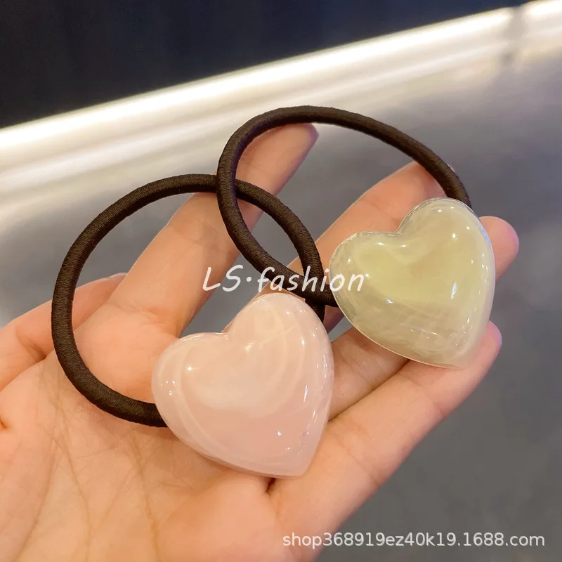 Small fresh acetic acid love hair ring popular hair rope simple rubber band cute small leather case jewelry hair accessories