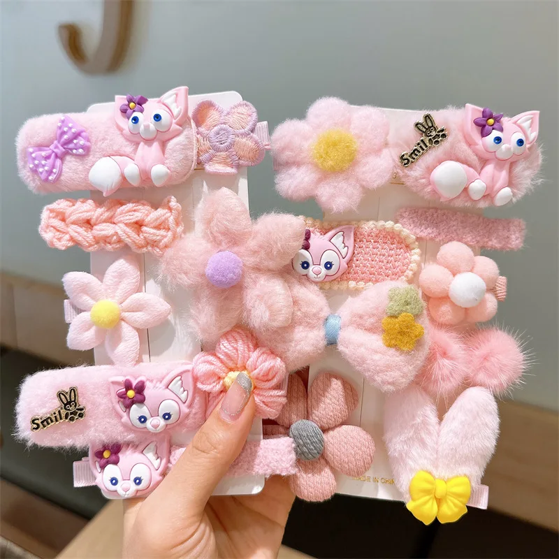 

10PCS Girls Sweet Hair Clip Rainbow Bows Cute Cartoon Fur Hair Bands Hair Accessories Headwear Hairpins Headdress Barrettes