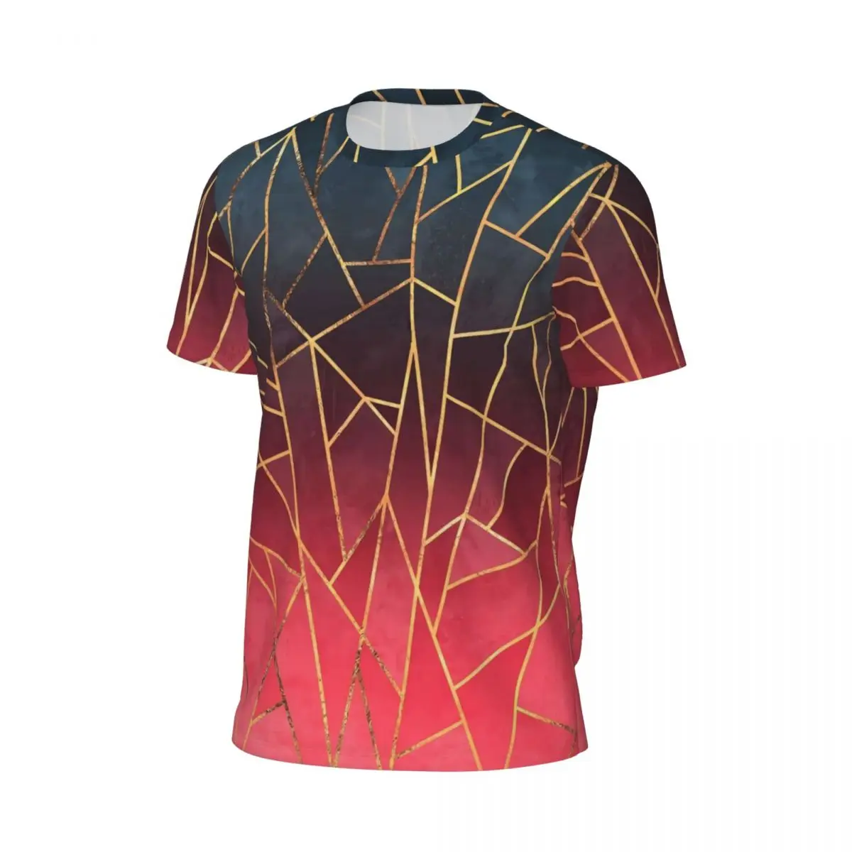 Shattered Ombre T-Shirt Man Geometric Print Vintage Gym T Shirts Breathable Summer Hippie Tees Design Big Size Tops