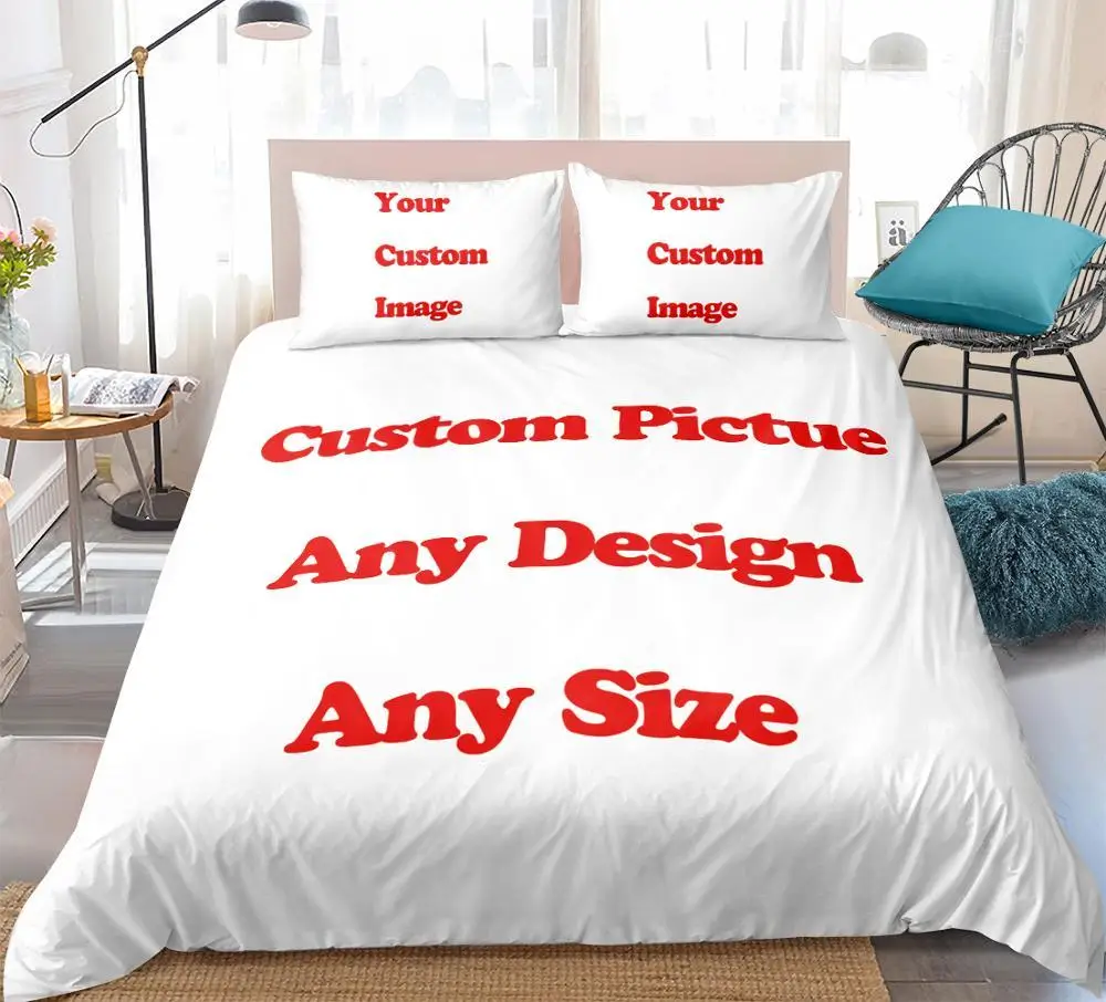 

2/3pcs Custom Bedding Set Your Photo Logo Customized Duvet Cover Set King Queen Double Twin Single Size for Home Decoration