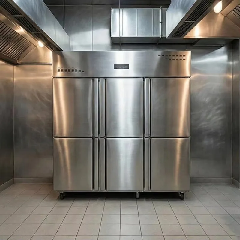 Dual Temperature Solid Door Easy Clean Interior For Restaurant Catering Prepared Vegetable Storage Reach-In Refrigerator